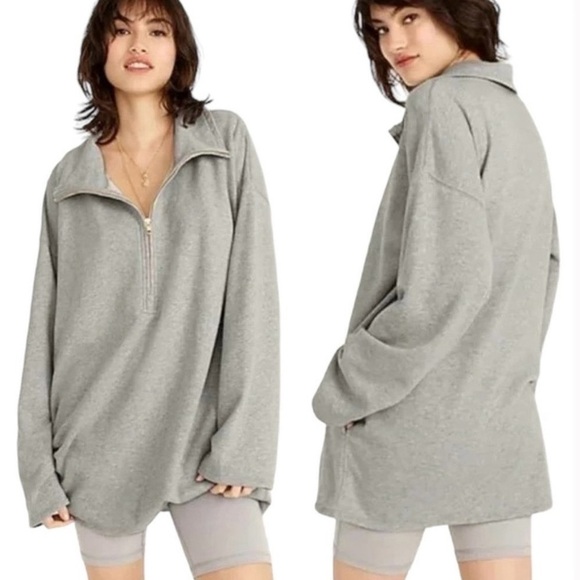 J. Crew University French Terry Half Zip Pullover Sweatshirt, Pale Pink Small - Picture 2 of 9